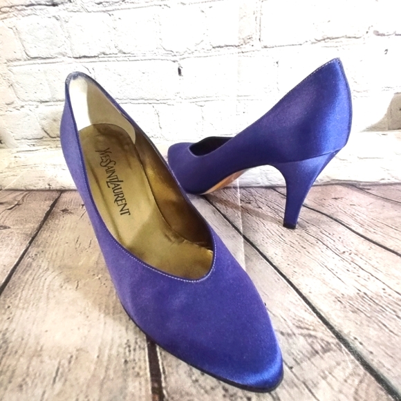 Yves Saint Laurent YSL Vintage Purple Pumps Heels Size 7.5 - Picture 1 of 16